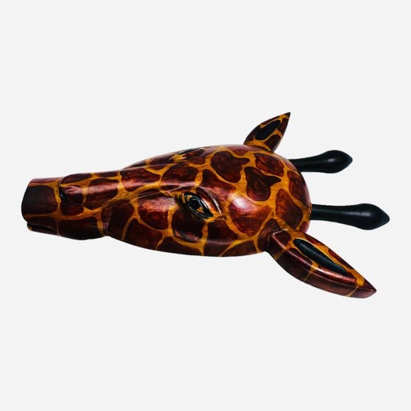 Hand Carved Wooden Giraffe Wall Hanging Decor - Picture 3 of 7